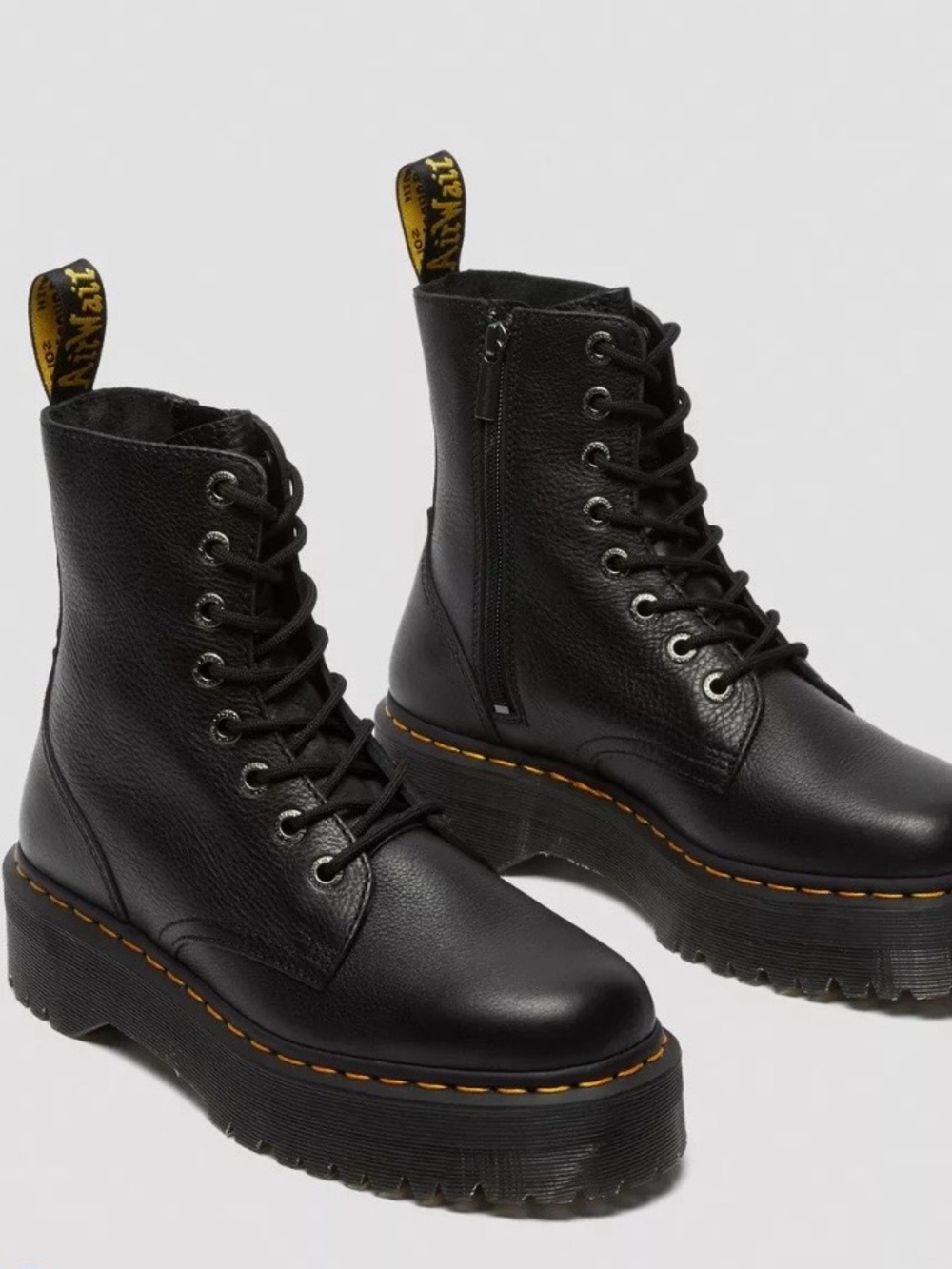 Dr. Martens Jadon III Black Pisa Leather Platform Boots - Picture 2 of 12